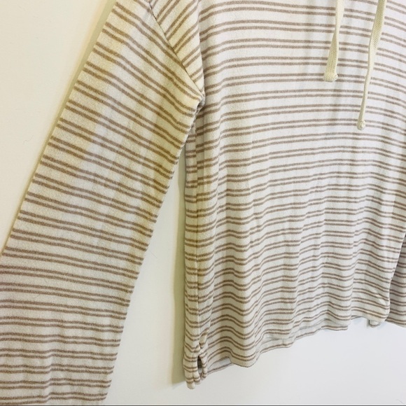 Lucky Brand Bonnie Chance Cowl Neck Beige Striped Sweater - Picture 6 of 12